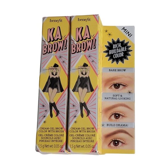 Set of 2 Benefit KA BROW Gel Cream and Brush Mini Shade 3 Medium Two NIB - Picture 3 of 16